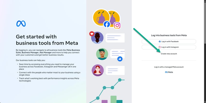 Meta Business Manager create account screen