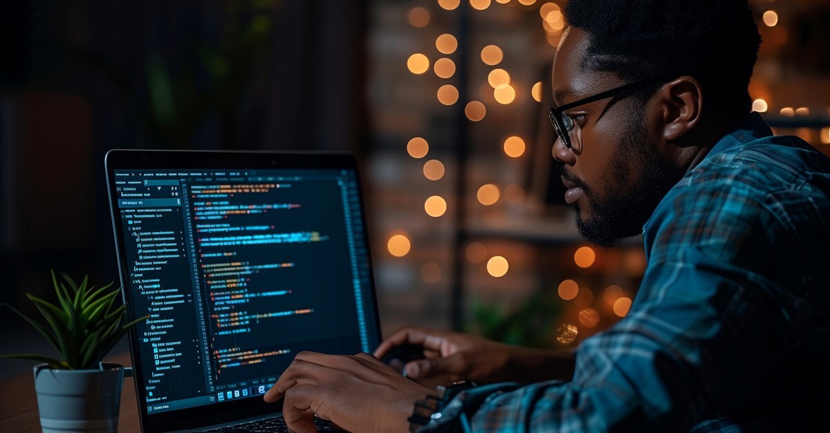 Analyzing SEO keyword strategy on a laptop