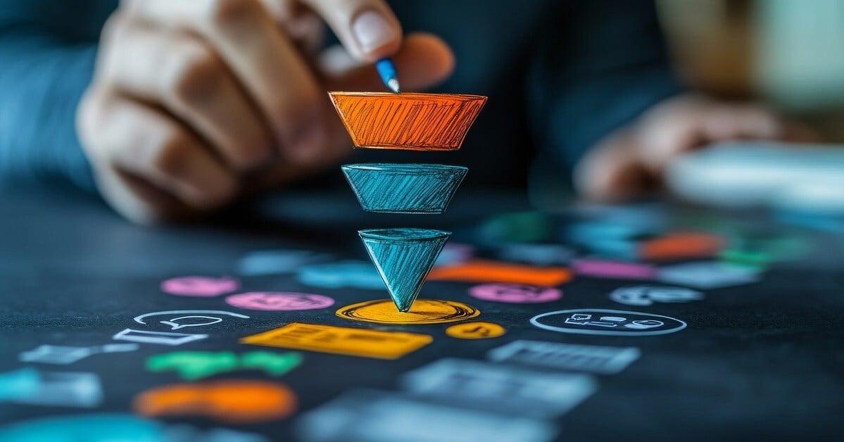 Marketing team planning a visual strategy across the marketing funnel using images